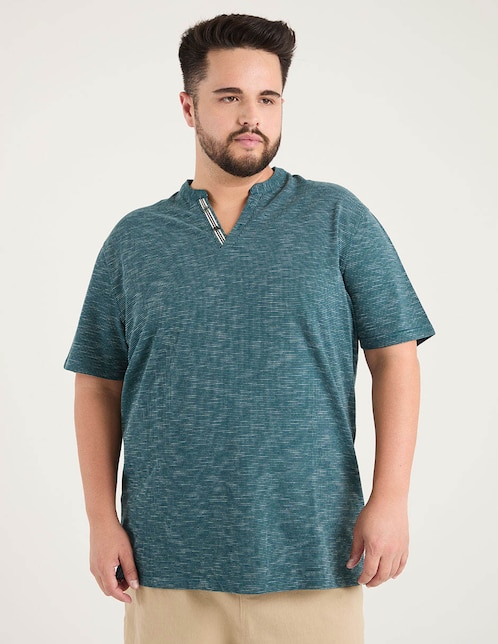 Playera cuello henley para hombre 1