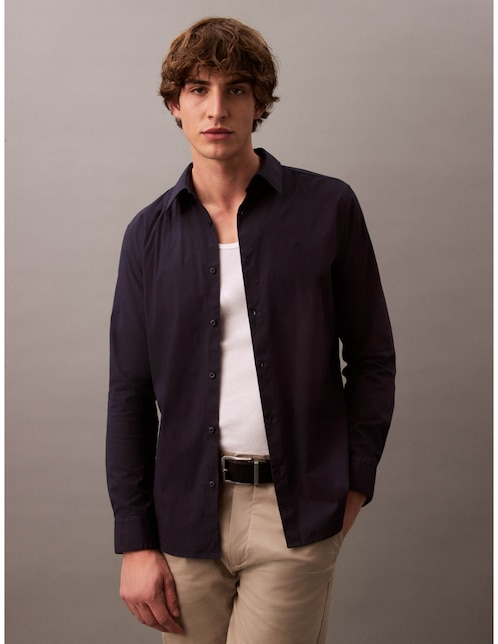 Camisa casual Calvin Klein de algodón manga larga para hombre
