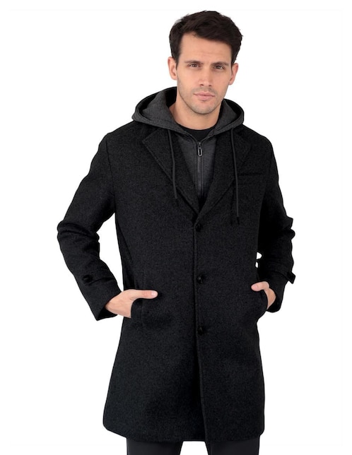 Abrigo Roosevelt de gamuza con capucha para hombre