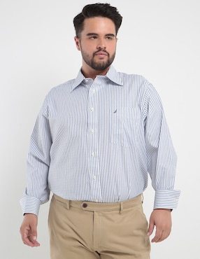 Camisa Casual Nautica De Algodón Manga Larga Para Hombre