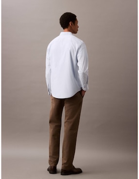 Camisa casual Calvin Klein de algodón manga larga para hombre