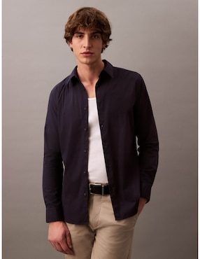 Camisa casual Calvin Klein de algodón manga larga para hombre