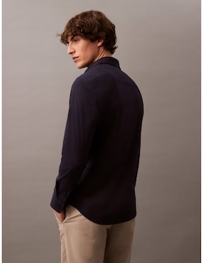 Camisa casual Calvin Klein de algodón manga larga para hombre