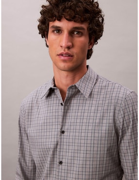 Camisa casual Calvin Klein de algodón manga larga para hombre