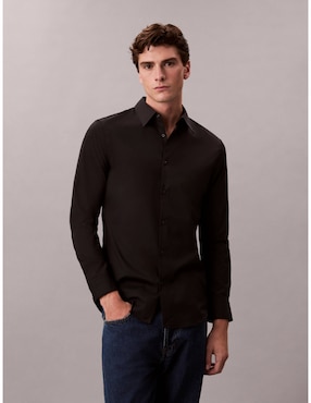 Camisa casual Calvin Klein algodón manga larga para hombre