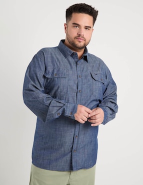 Camisa casual Ferrioni de algodón manga larga para hombre