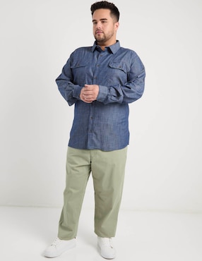 Camisa casual Ferrioni de algodón manga larga para hombre