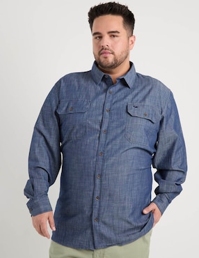 Camisa casual Ferrioni de algodón manga larga para hombre