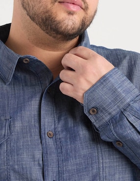 Camisa casual Ferrioni de algodón manga larga para hombre