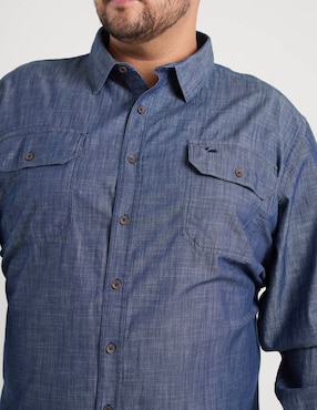 Camisa casual Ferrioni de algodón manga larga para hombre