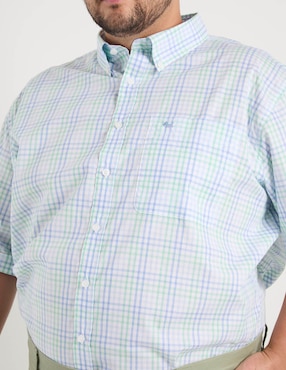 Camisa casual ferrioni de algodón manga al codo para hombre