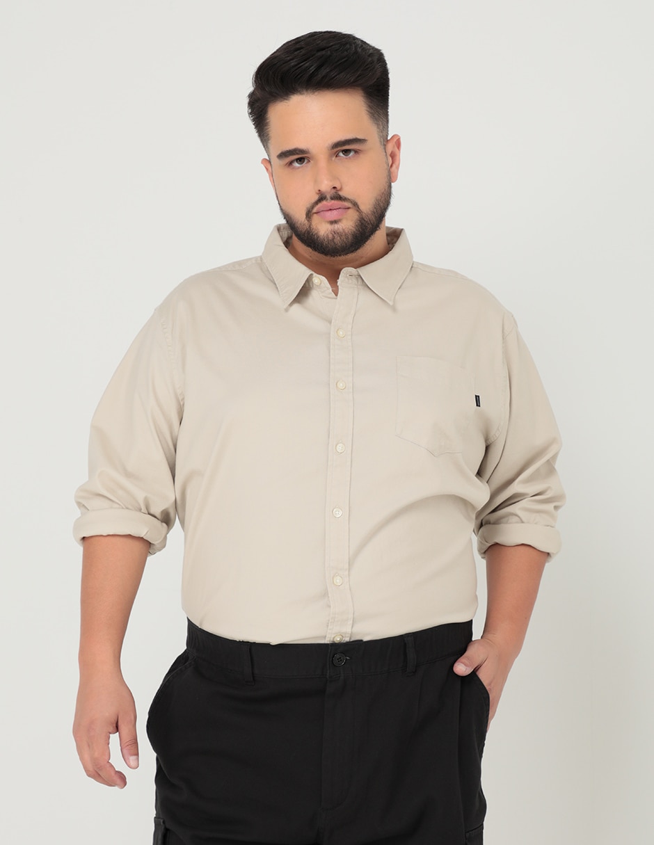 Camisa casual de algodón manga larga para hombre 1