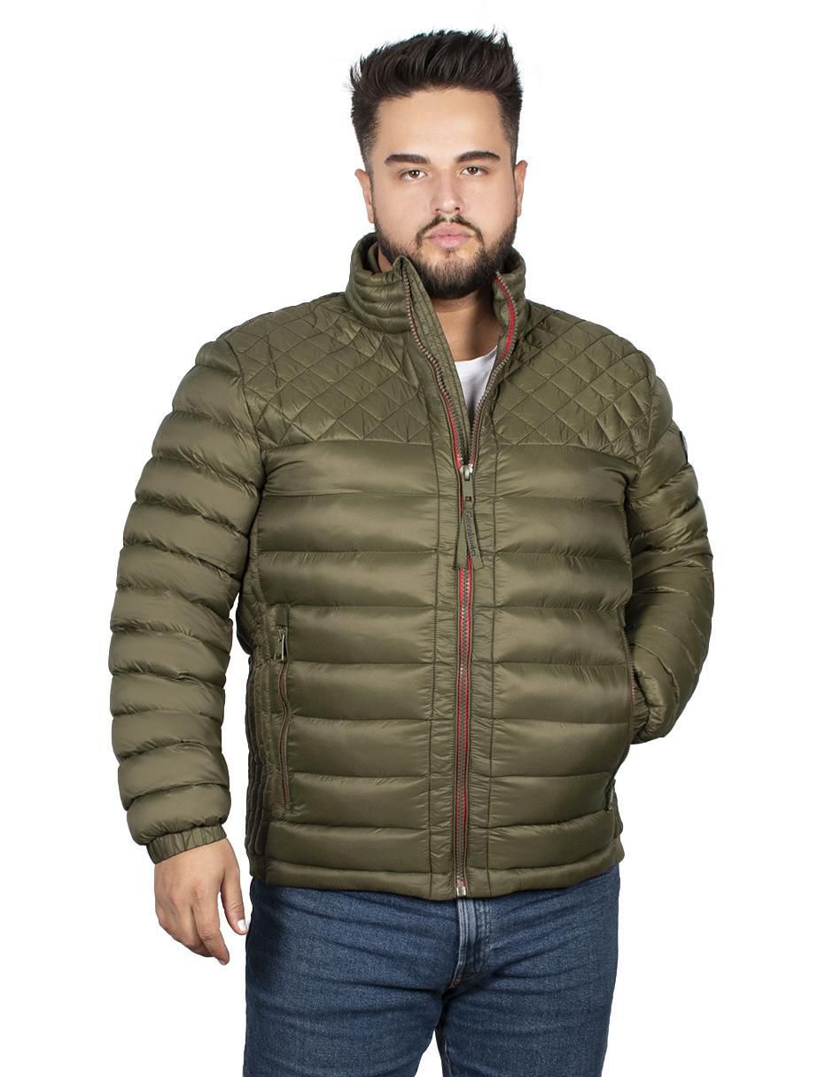 Chamarra casual cuello a contraste para hombre