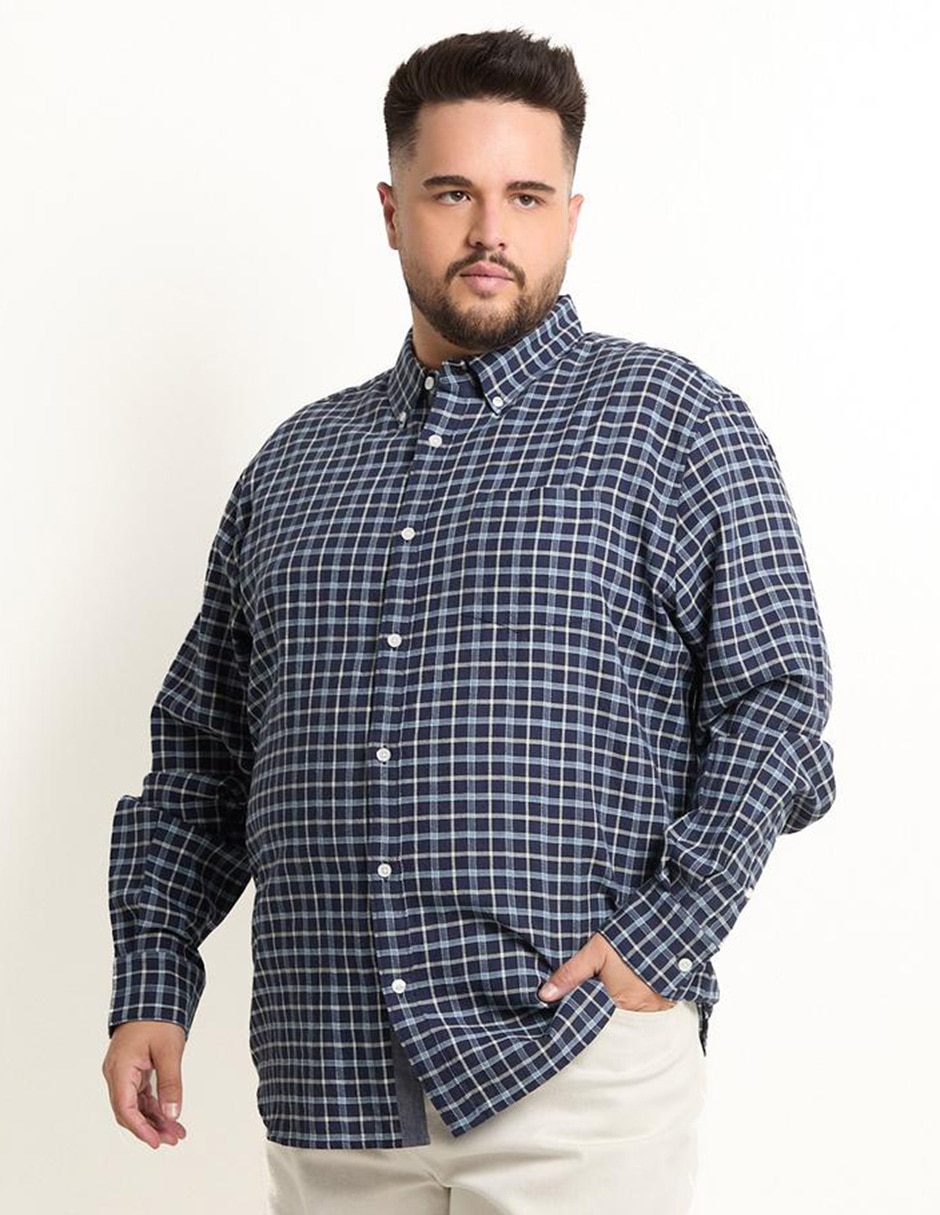 Camisa casual de algodón manga larga para hombre