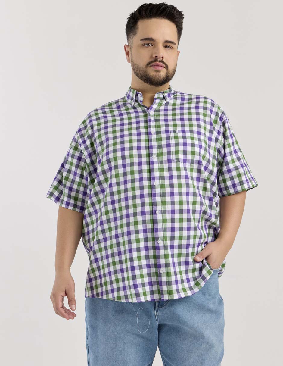 Camisa casual de algodón manga corta para hombre