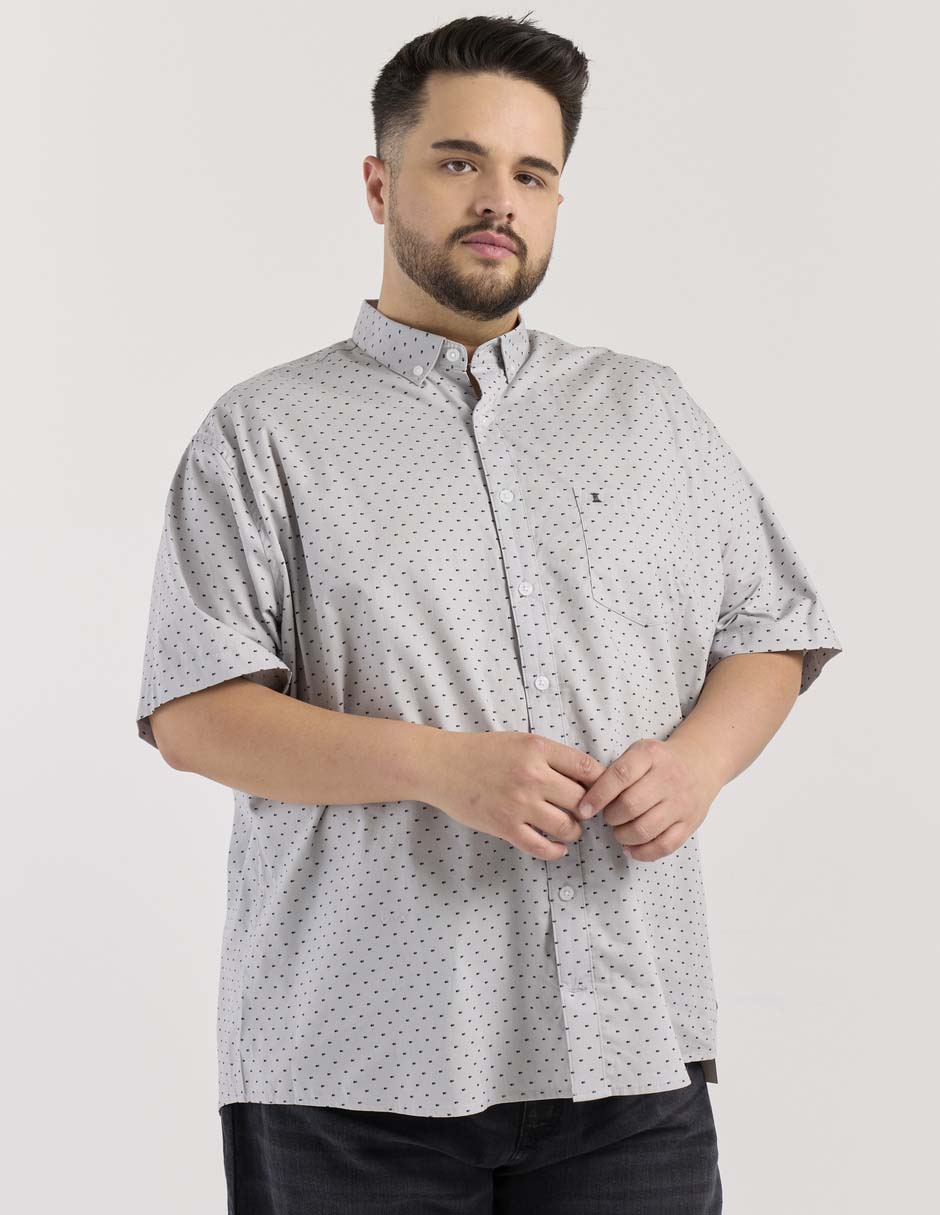 Camisa casual de algodón manga al codo para hombre