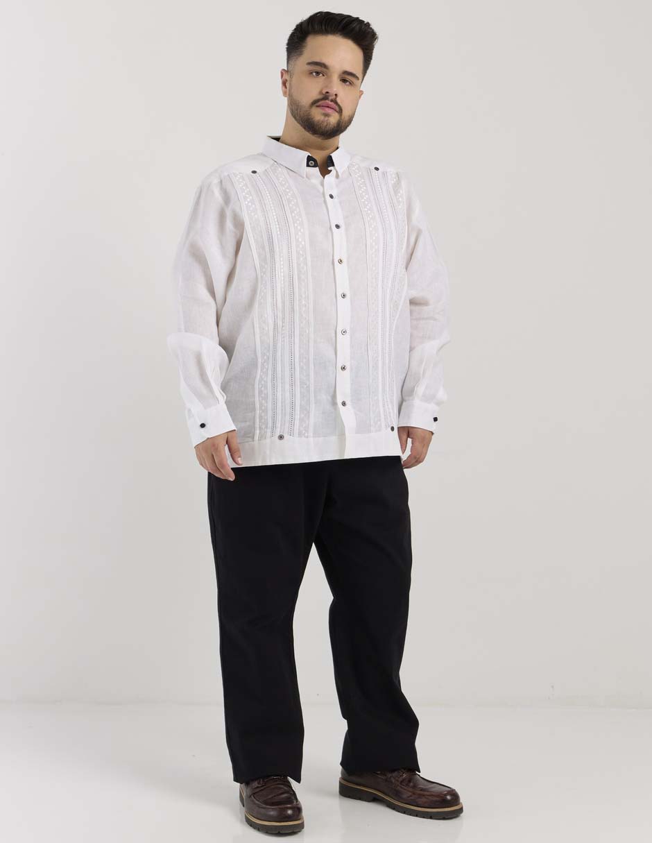 Guayabera manga larga para hombre 3