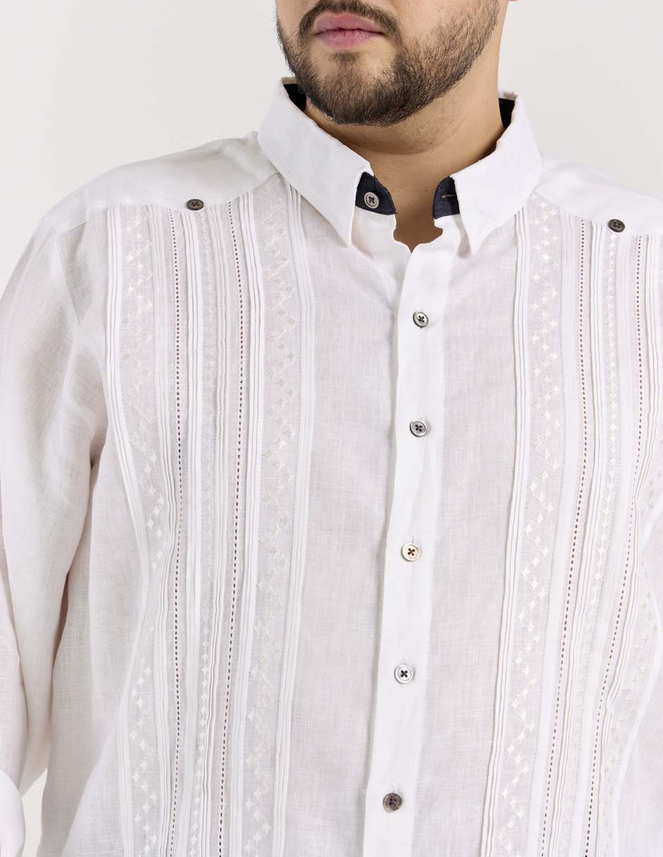 Guayabera manga larga para hombre 4