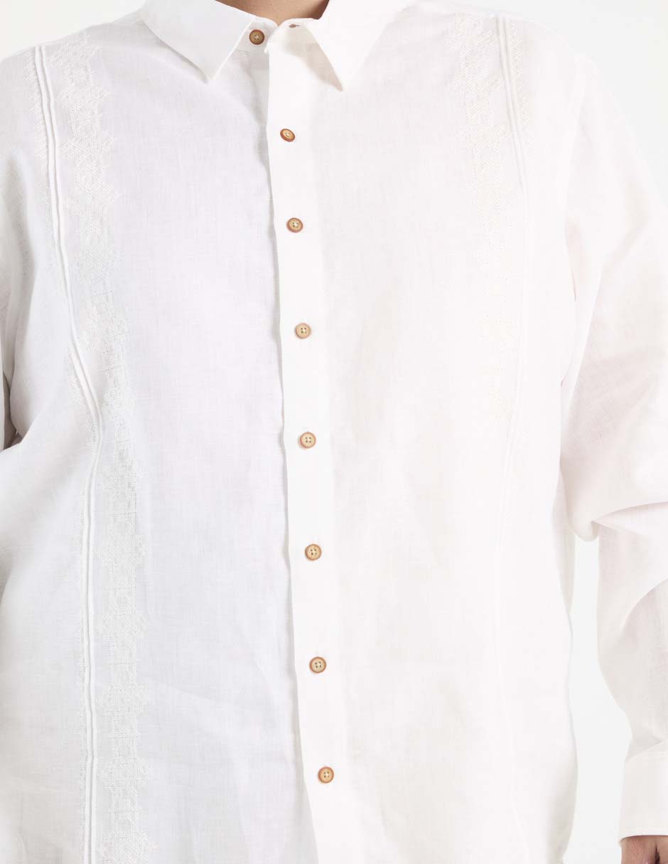 Guayabera manga larga para hombre 4