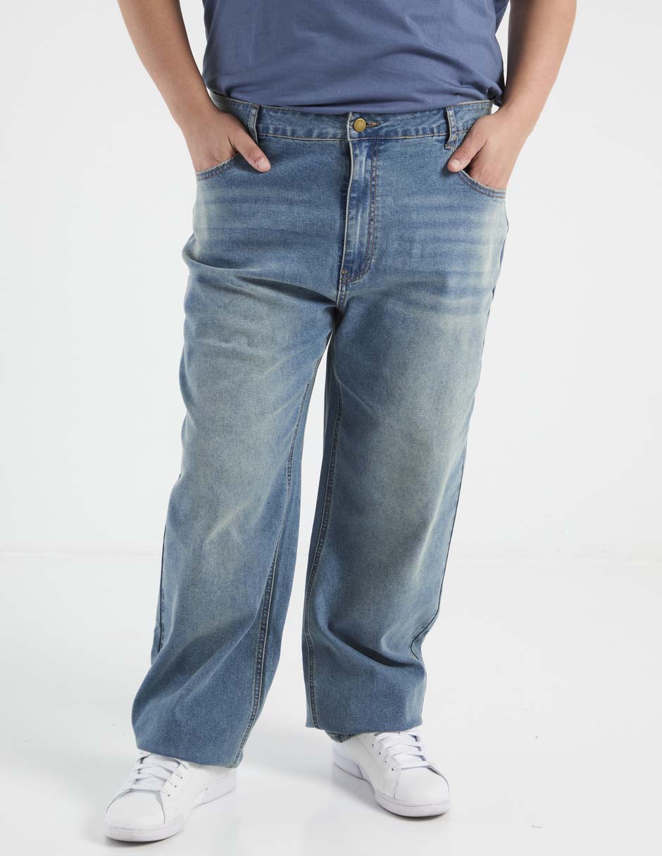 Jeans straight deslavado para hombre