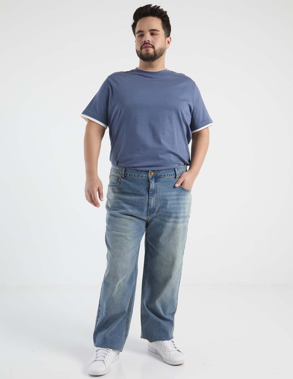 Jeans straight deslavado para hombre 3