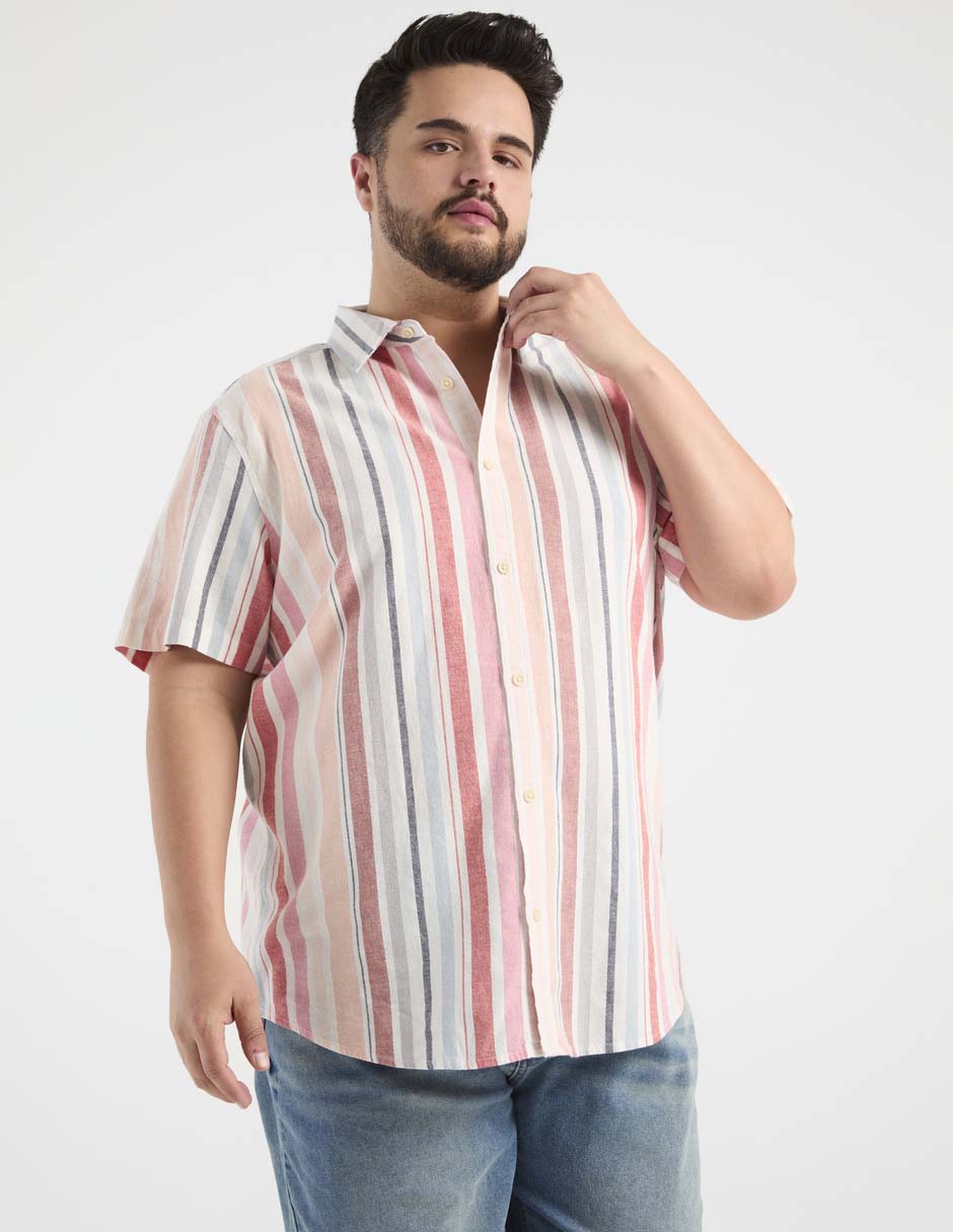 Camisa casual de algodón manga corta para hombre