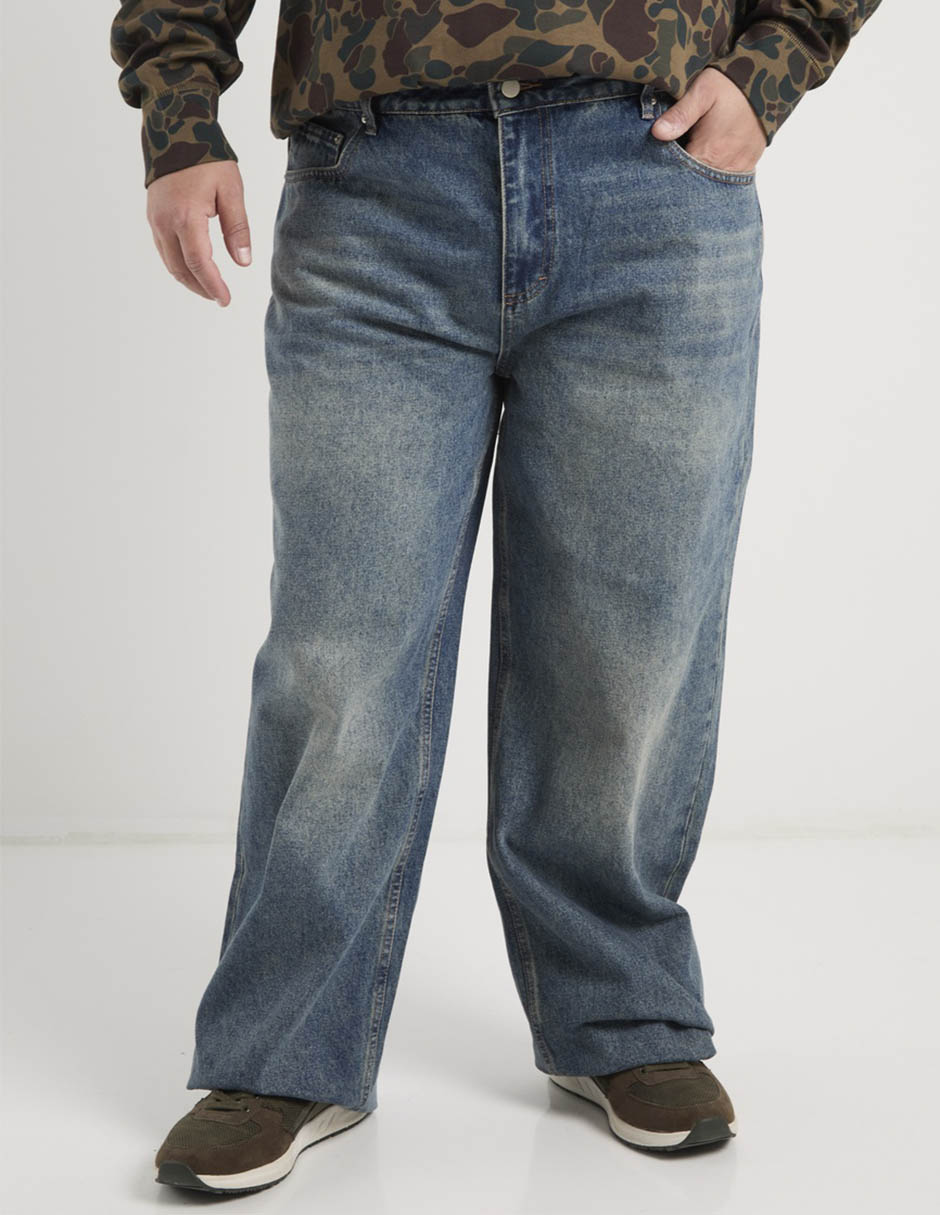 Jeans baggy lavado bleach para hombre
