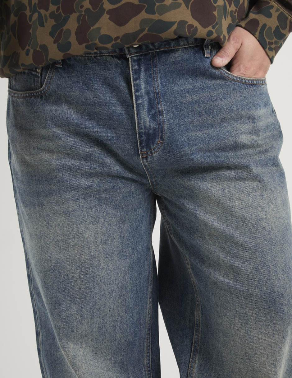 Jeans baggy lavado bleach para hombre 5