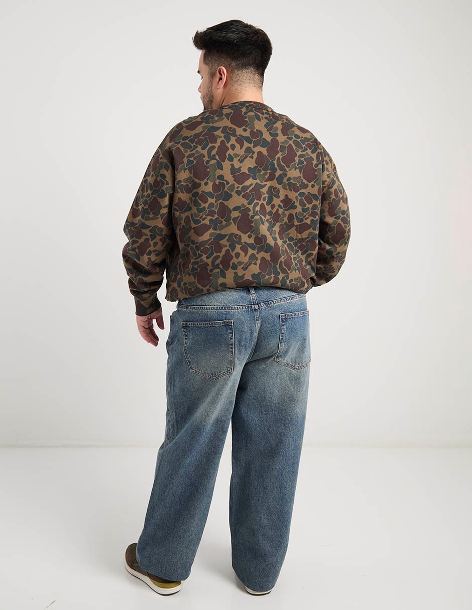 Jeans baggy lavado bleach para hombre 6