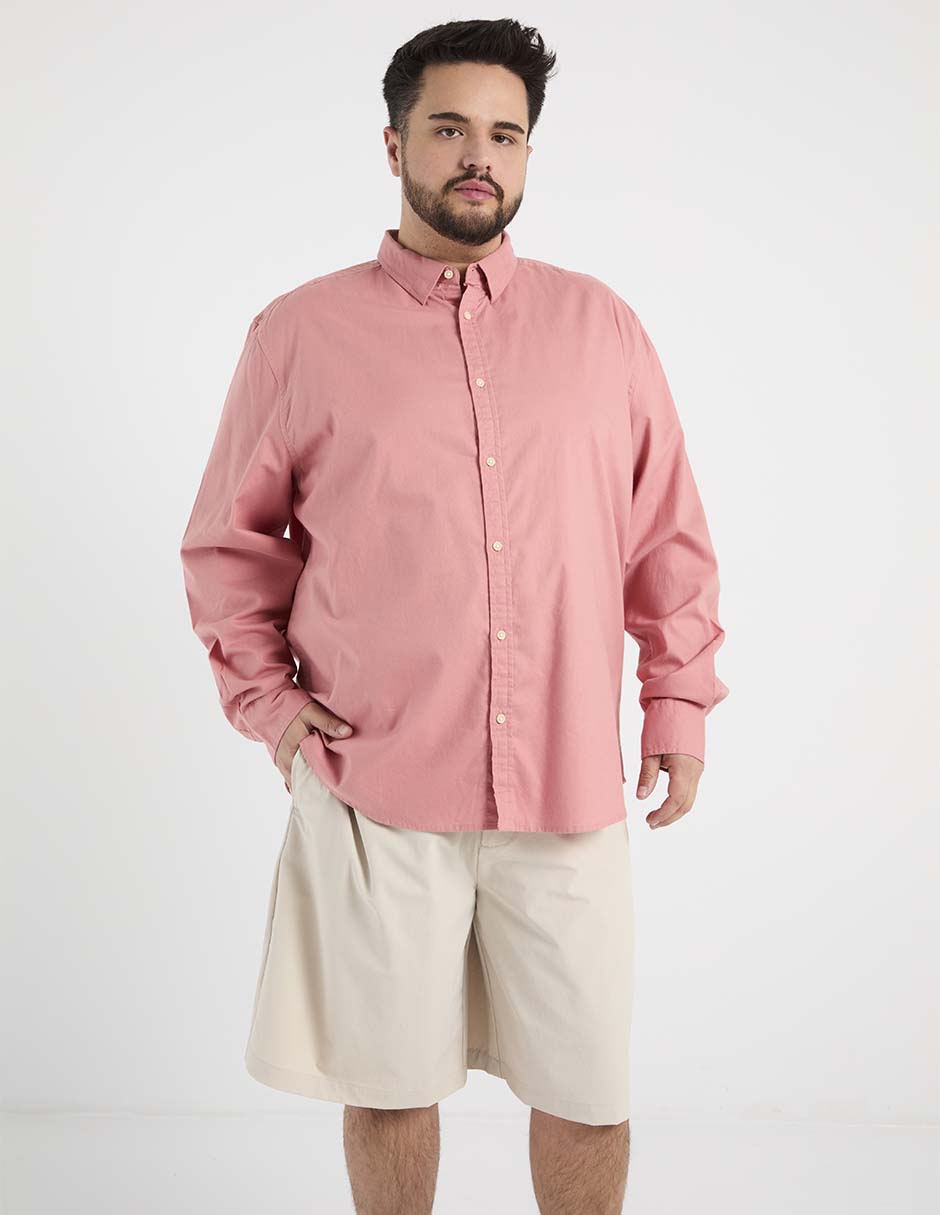 Camisa casual de algodón manga larga para hombre