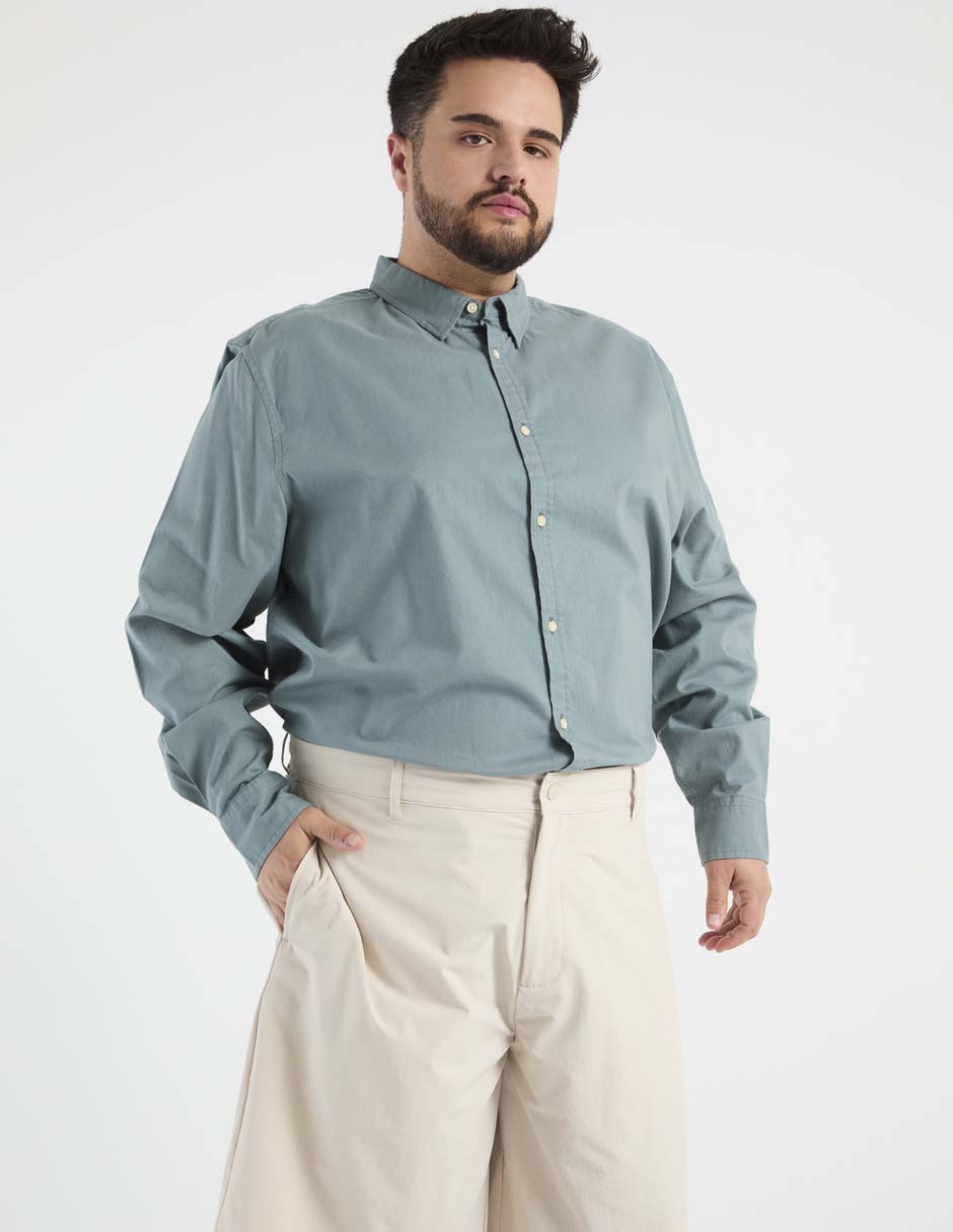 Camisa casual de algodón manga larga para hombre Camisa casual de algodón manga larga para hombre