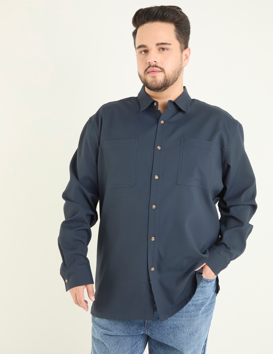 Camisa casual de algodón manga larga para hombre
