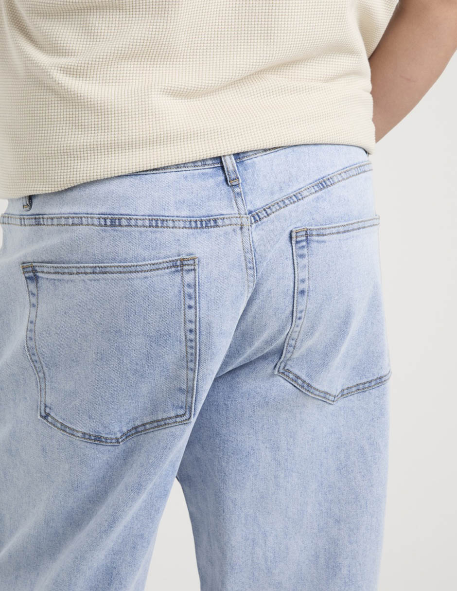Jeans amplio lavado claro para hombre 5