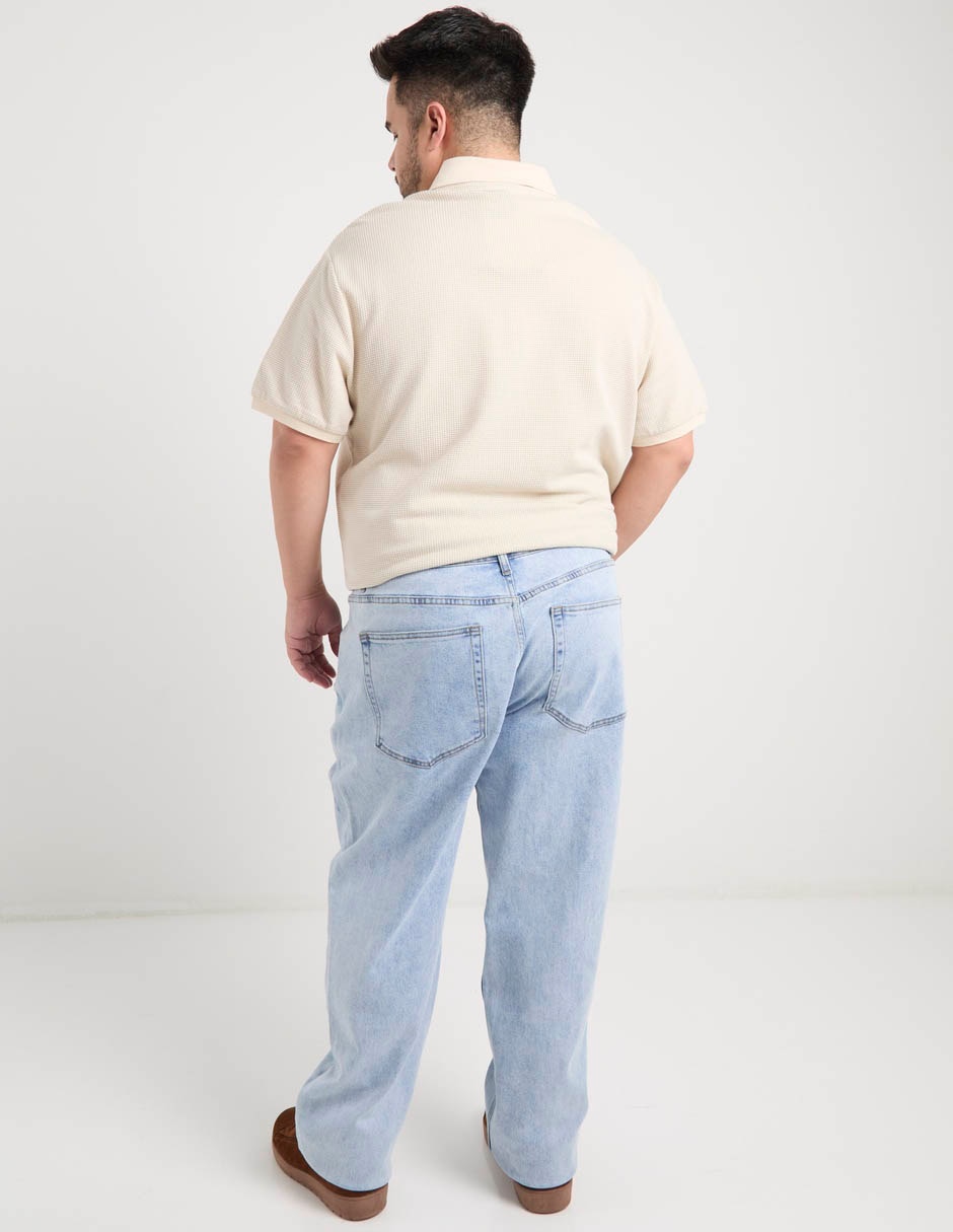 Jeans amplio lavado claro para hombre 6
