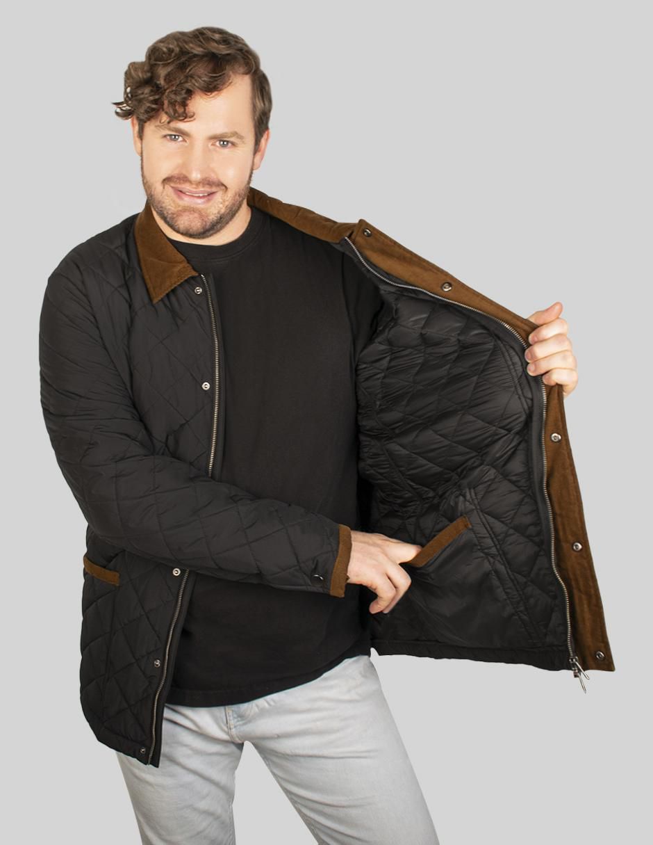 Chamarra capitonada cuello a contraste para hombre 2