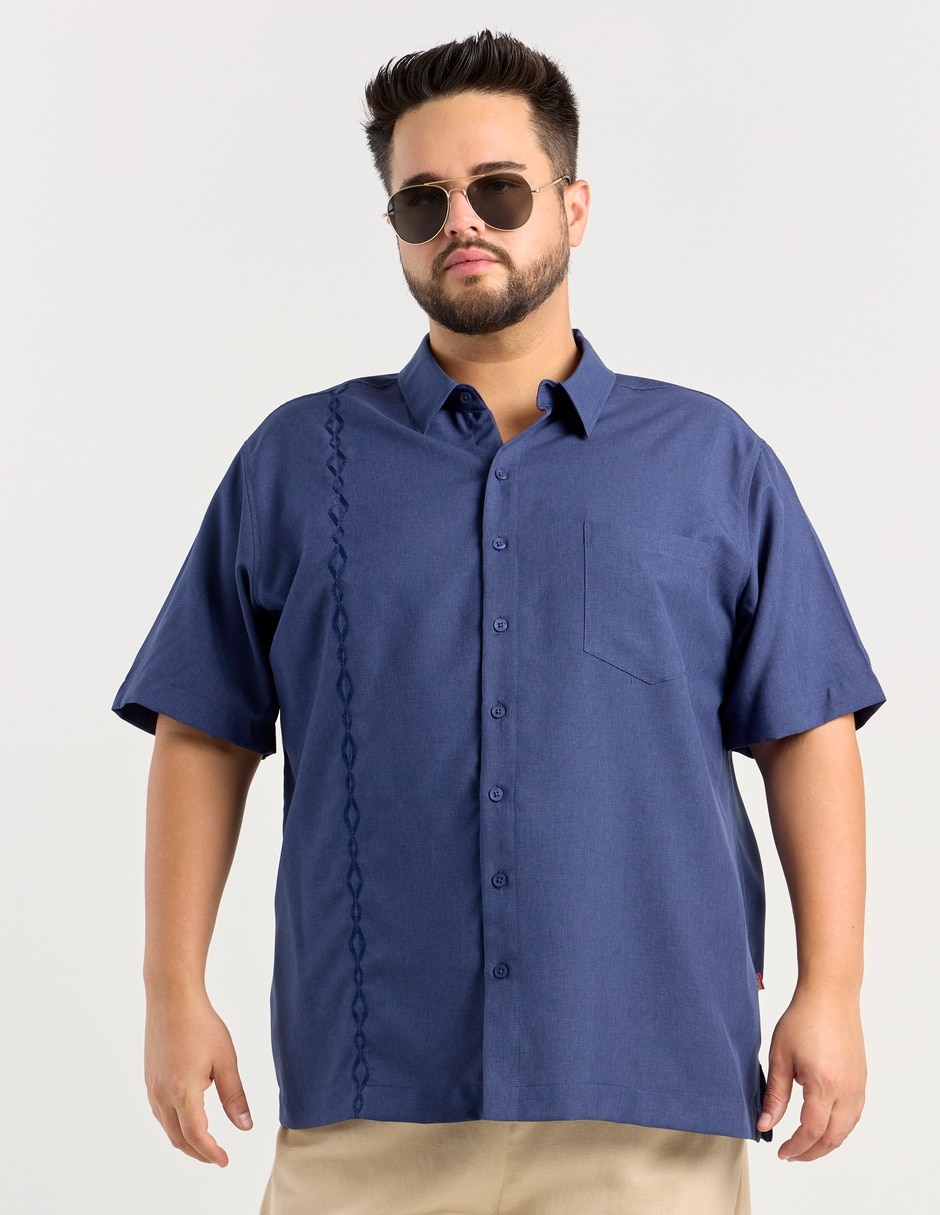 Guayabera manga al codo para hombre