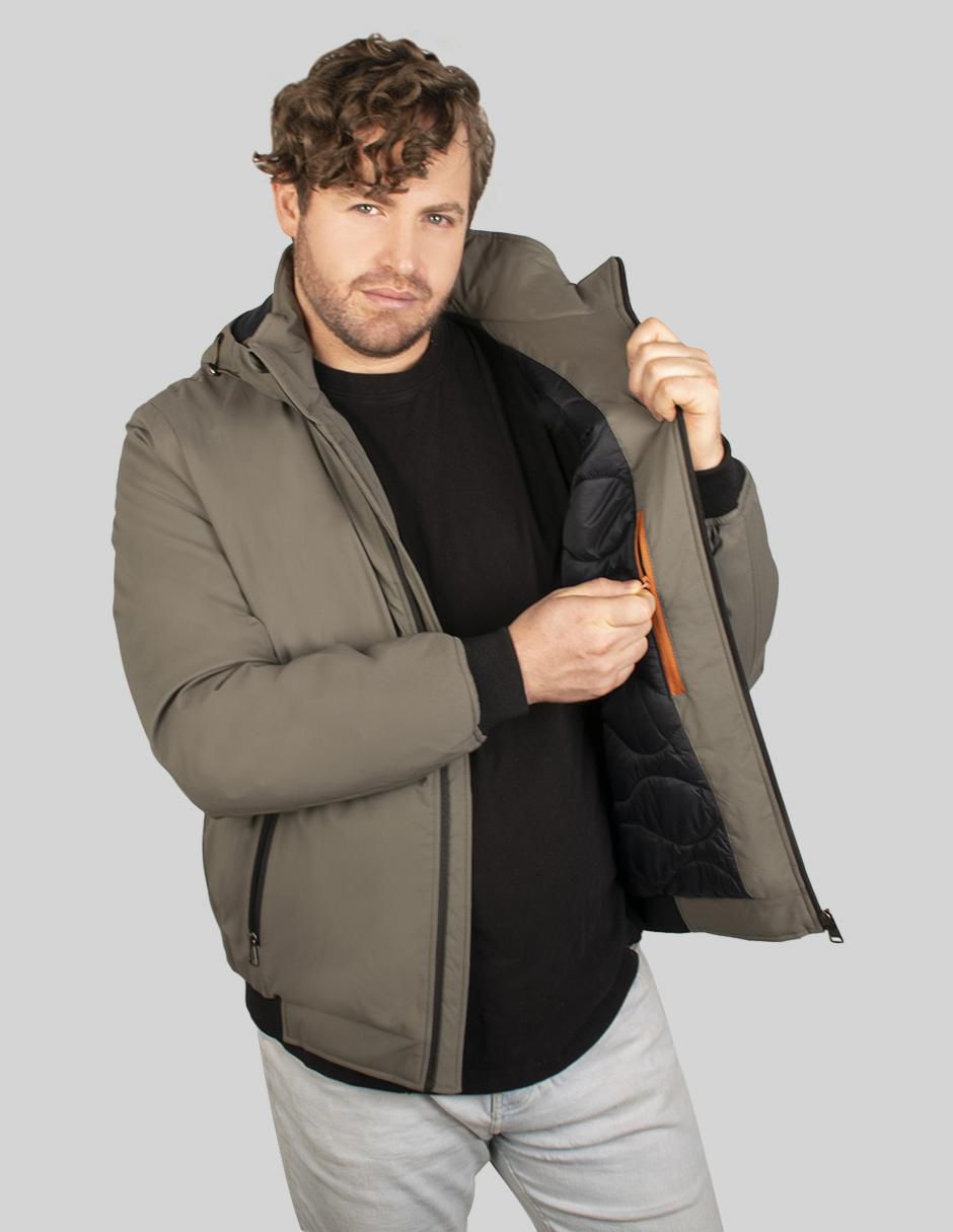 "chamarra" bomber greenlander no "de" poliéster capucha desmontable "para hombre"