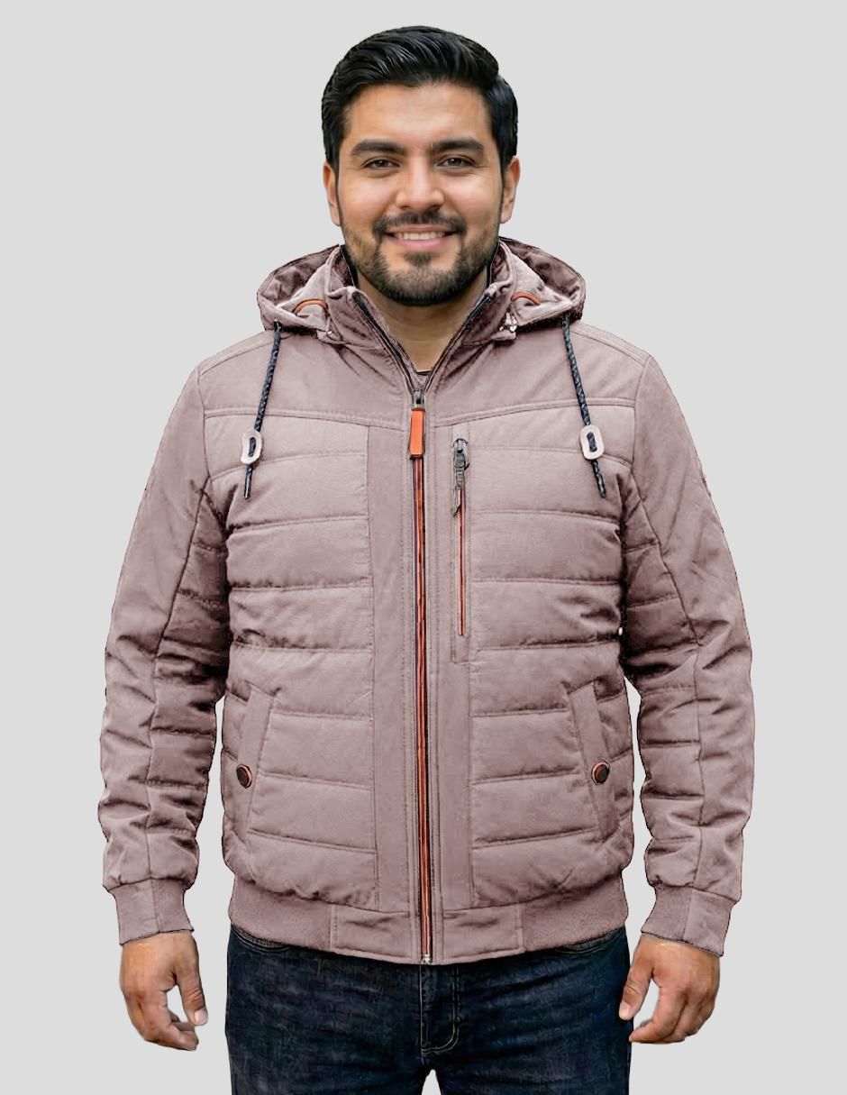 Chamarra capitonada capucha desmontable para hombre Chamarra capitonada capucha desmontable para hombre