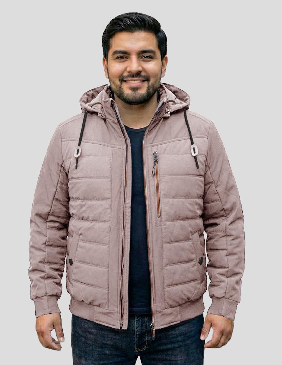 Chamarra capitonada capucha desmontable para hombre 2