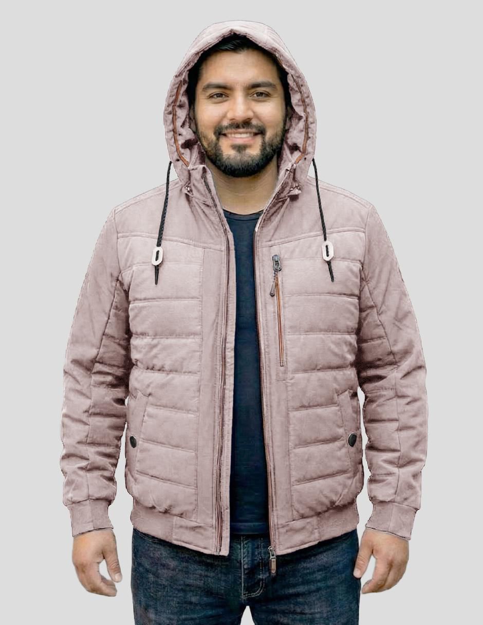 Chamarra capitonada capucha desmontable para hombre 4