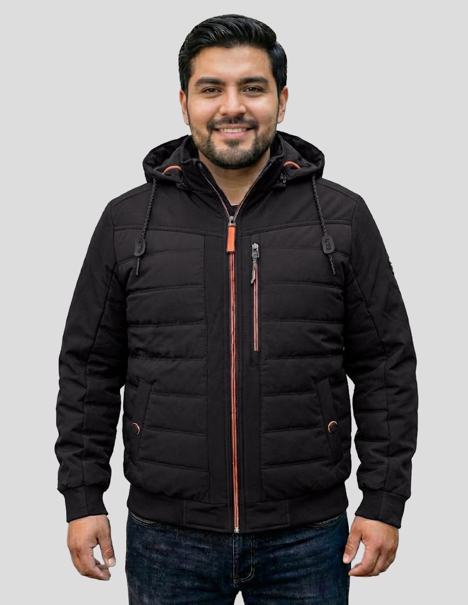 Chamarra capitonada capucha desmontable para hombre Chamarra capitonada capucha desmontable para hombre